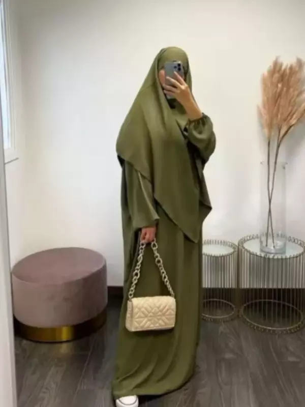 Eid muslimische Frauen lange Khimar 2 Stück Set Abaya Kleid Gebet Kleidungs stück Hijab volle Abdeckung islamischen Ramadan Kaftan Djellaba