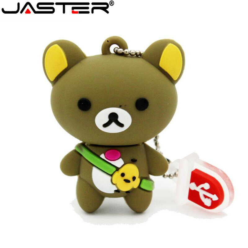JASTER USB 2.0 dyski typu Flash 64GB słodki miś pendrive z motywem z kreskówki 32GB kreatywne prezenty dla dzieci pendrive 16GB breloczek U dysk 8GB