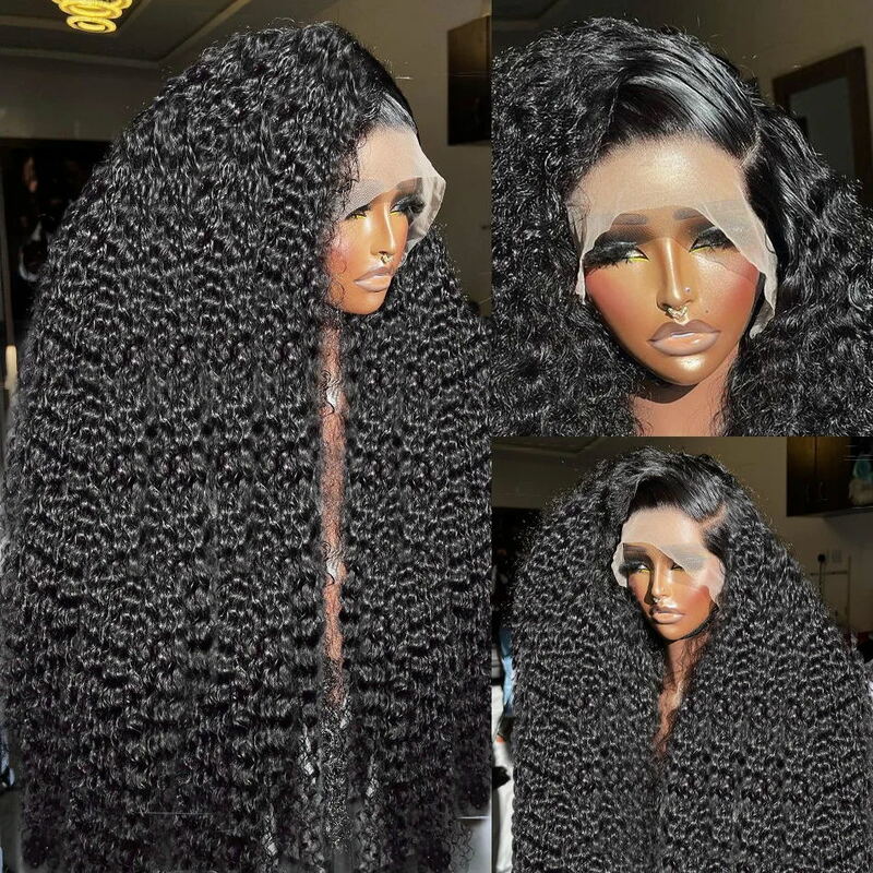 Peruca de cabelo humano frontal do laço encaracolado para mulheres, perucas de onda profunda de água, 13x4, 13x6 HD, 250 Densidade, à venda