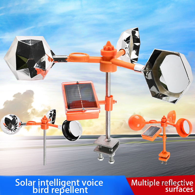 Solar Energy Bird Repelling Device Farm Orchard Bird Scaring Device Wind Reflective Voice Crop Garden Protection Ponds Outdoor