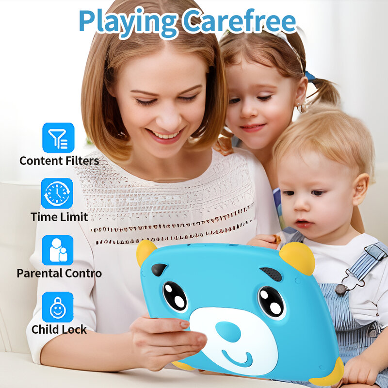 Android 9.0 Tablet para Crianças, Quad-Core, WiFi, Software Educacional, 2GB RAM, 32GB ROM, 7 em