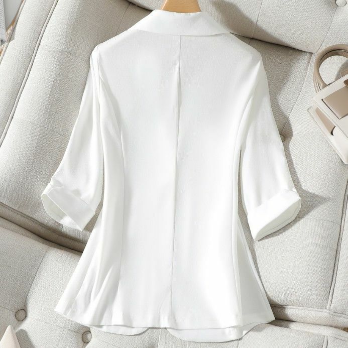 여성용 얇은 쿼터 슬리브 코트, 슬림핏 패션, 스몰 세트 캐주얼, 짧은 처짐 감각 B4, 2024 용수철 여름, 한국 버전