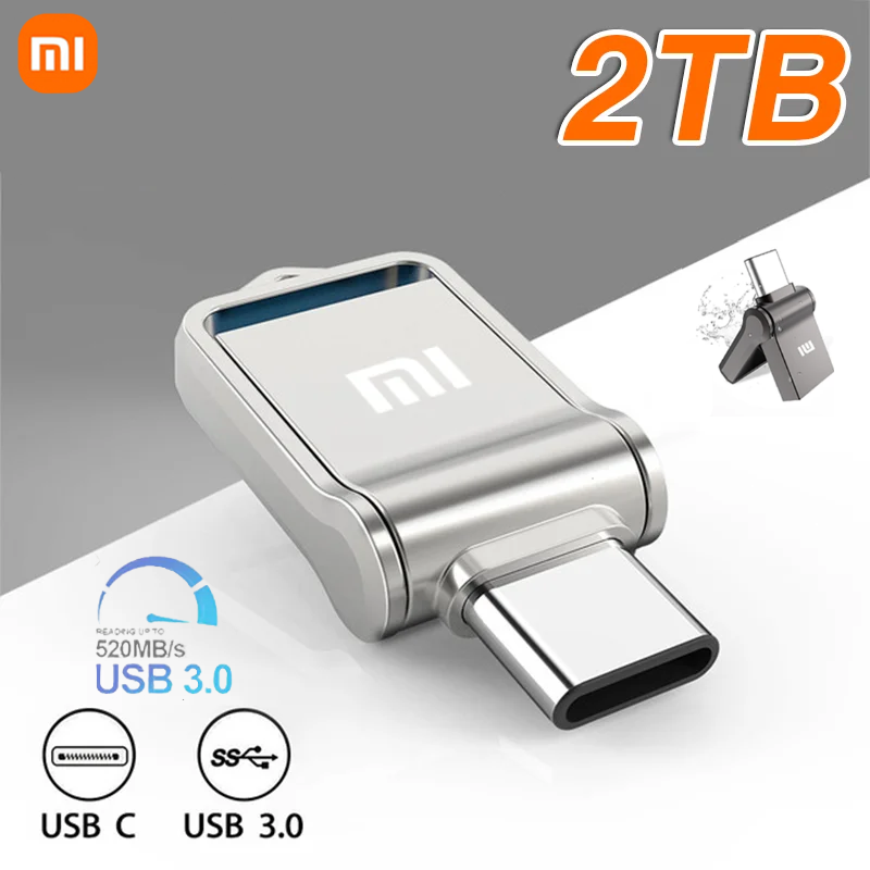 Xiaomi 2TB USB Flash drive, komputer ponsel kecepatan tinggi, transmisi bersama, USB 3.0 logam