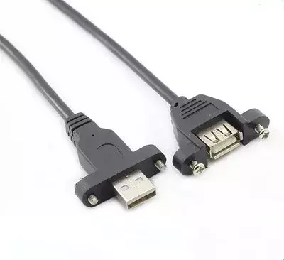 Câble d'extension de données USB 2.0 mâle avec vis vers type A femelle, montage sur panneau, ordinateur portable, PC