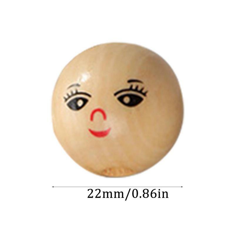 Wood Round Bead For DIY Wooden Crafts Hole Beads With Smile Face Bracelet Necklace Accessories For Clothes Buttons Necklaces