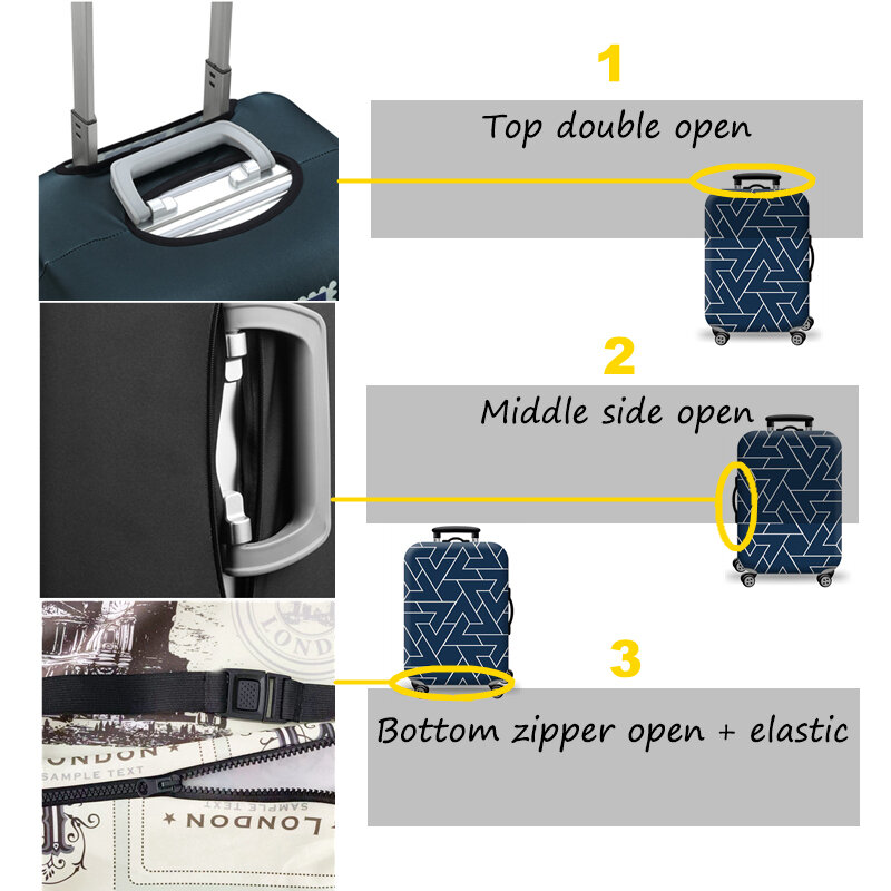 Gorąca gruba elastyczna osłona bagażu świata kombinezon z suwakiem na Cal 18-32 torby pokrowce na walizki akcesoria podróżne do wózka