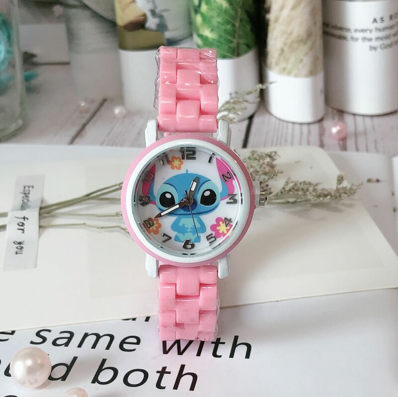 แฟชั่น Disney Stitch นาฬิกาสำหรับเด็กผู้หญิง, นาฬิกาควอตซ์การ์ตูนการ์ตูนเด็กของขวัญของเล่นนักเรียน reloj infantil