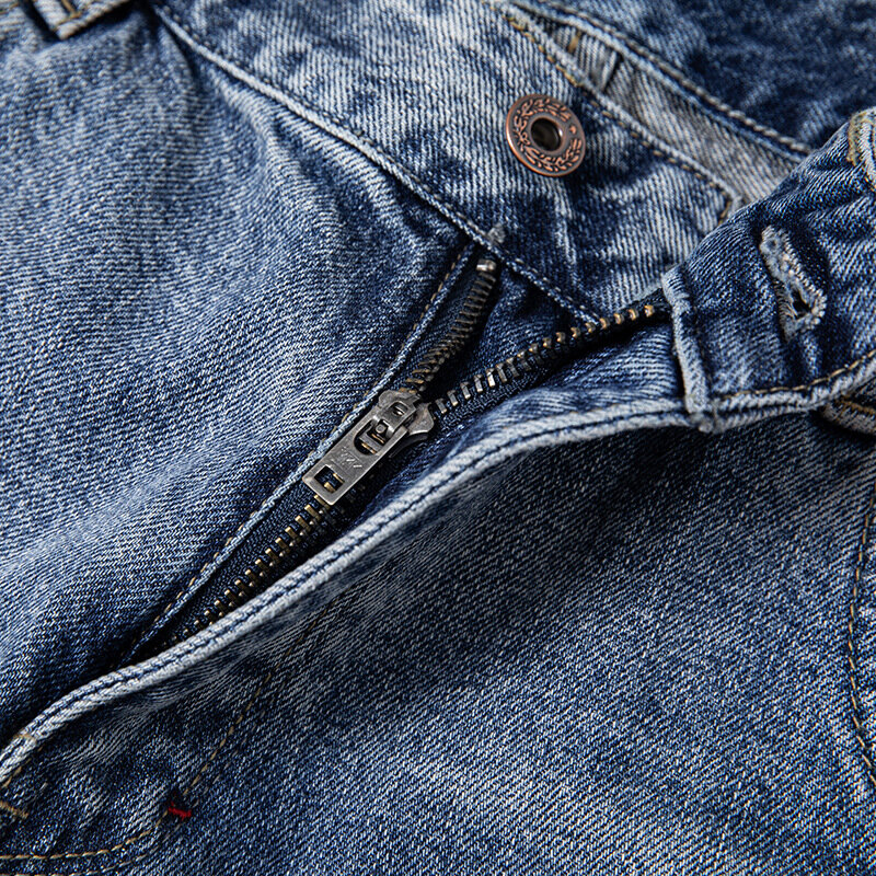 Pantalones de mezclilla para hombres, Jeans antiguos de tubo recto, sueltos, gruesos, Retro, lavados, americanos, Otoño e Invierno