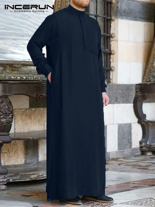 ファッションイスラム教徒衣類トーブ Jubba メンズローブ長袖サウジアラビアアラブトーブカフタン Ropa アラブイスラムトーブインドドレスローブ