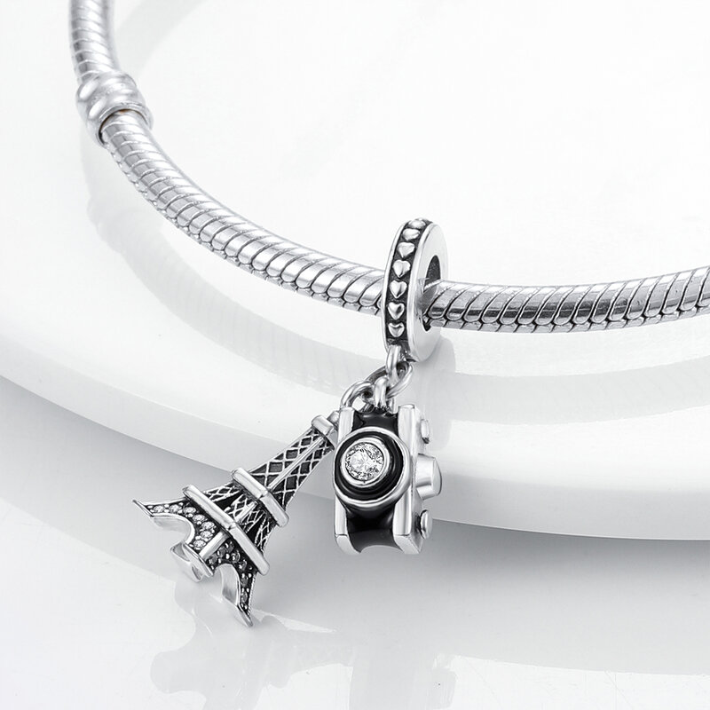 Breloques porte-bonheur de tournesol de voyage plaquées argent, convient au bracelet Pandora original, pendentif pendentif bricolage
