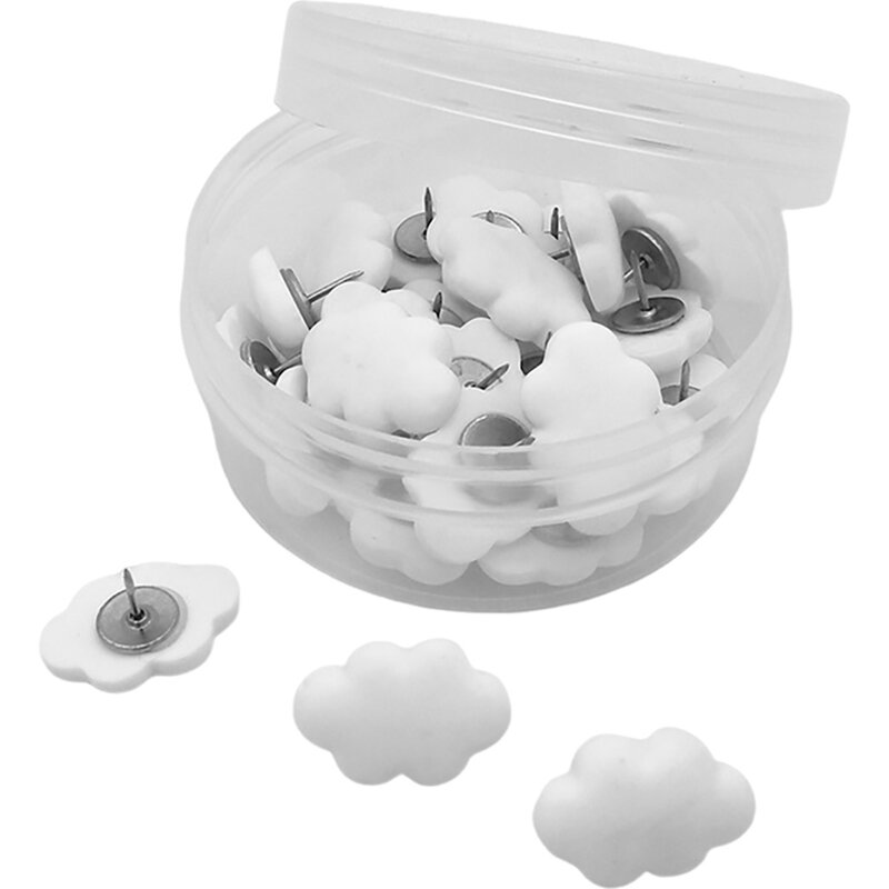 Thumbdecor-Cloud Shape Push Pins, resina bonito Pins, placa de cortiça, cortiça, escritório, escola, escritório, escola, 30pcs