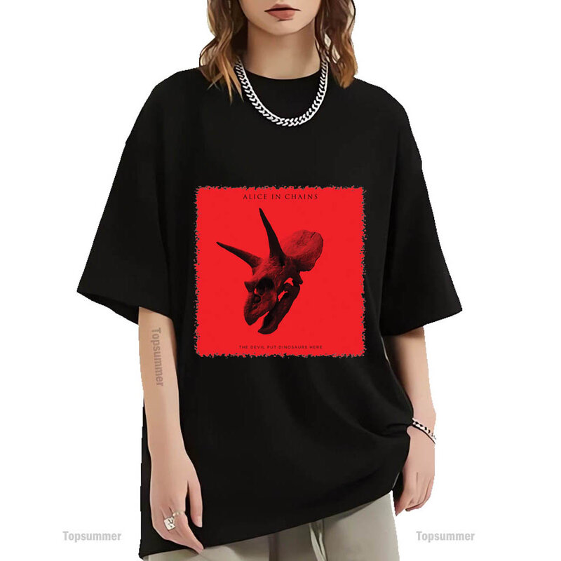 Der Teufel legte Dinosaurier hier Album T-Shirt Alice in Ketten Tour T-Shirt Teenager Sommer Streetwear Grafik druck T-Shirts