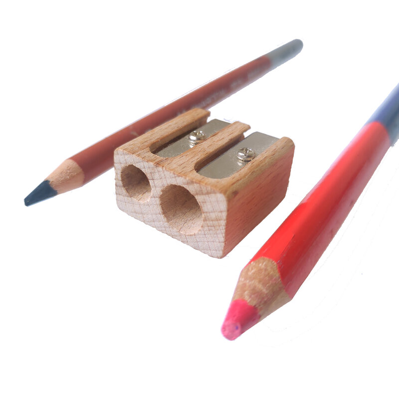 Sacapuntas de madera con doble agujero, sacapuntas de mano para lápices de colores, diámetro de 6mm y 10mm