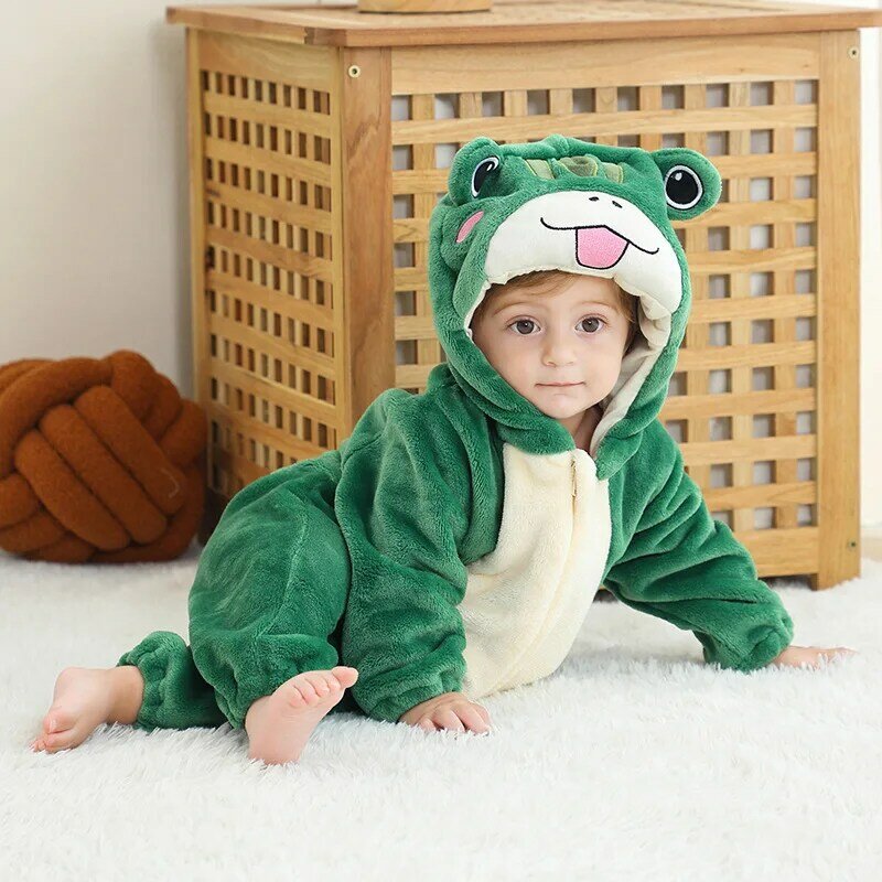 Baby Stram pler Winter grün Dinosaurier Kostüm für Mädchen Jungen Kleinkind Tier Overall Baby kleidung Pyjama Kinder Overalls Ropa Bebes
