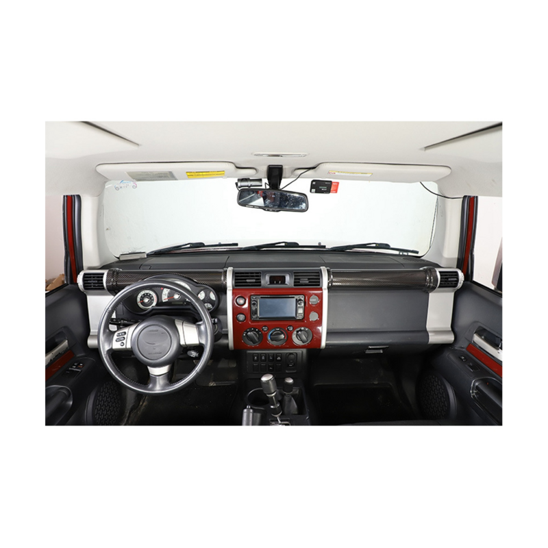 غطاء لوحة عدادات وحدة التحكم المركزية للسيارة ، ABS الداخلية ، الملحقات المعدلة ، ألياف الكربون ، تويوتا FJ Cruiser-21