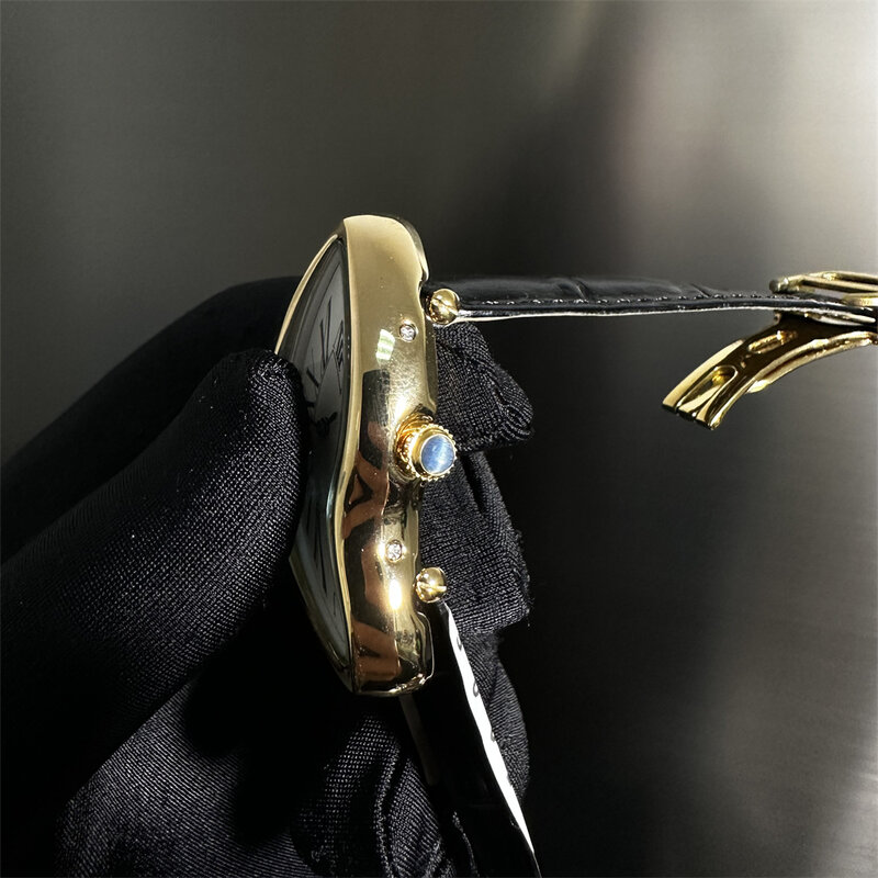 Sumber! Jam tangan kristal safir pria wanita jam tangan desain seni surealisme asli baja tahan karat tahan air bentuk tidak beraturan