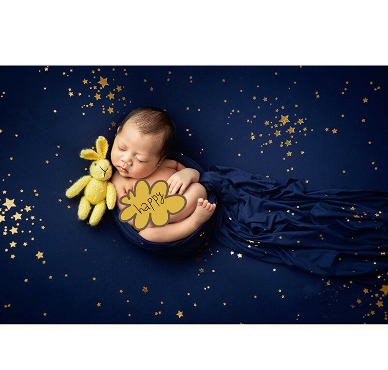 신생아 사진 소품 담요, 아기 금박 별 담요, 배경 천, 아기 촬영 스튜디오 액세서리, 40 cm, 150 cm x 170cm