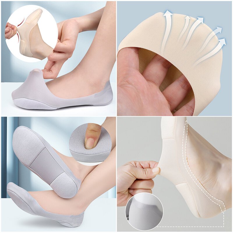 Calcetines finos invisibles antideslizantes para mujer, medias de Color sólido, parte inferior esponjosa, pies no cansados, 1 par