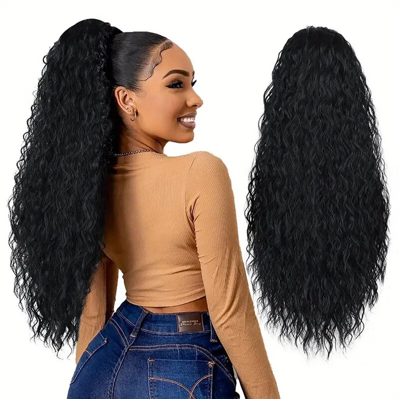 Long Curly Drawstring Ponytail Hair Extension Synthetic Clips In Ponytail For Women Daily Use Natural Looking And Easy To Style