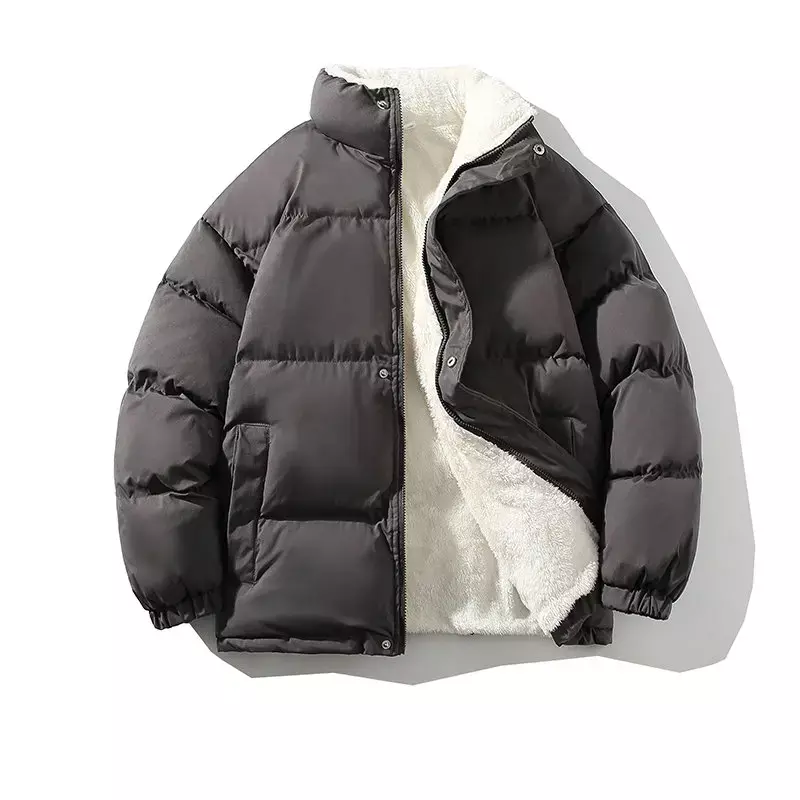 2023 Winter Jacket Men Streetwear Fleece Parkas Coat Male Loose Bubble Jacket Warm Stand Collar Coats Unisex Puffer New Clothes