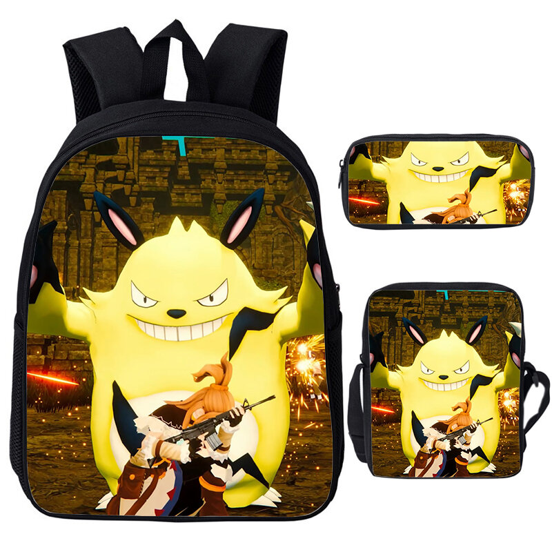 3pcs Set Palworld Cartoon Print Backpack for Boys Girls School Bags Waterproof Bookbag Kids School Bag Pack Teenager Travel Bag