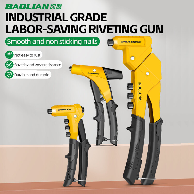 50pcs Rivet Nut and Hand Riveter Set Professional Manual Rivet Gun Tool For Home Repair Rotating Dual-purpose Rivet Gun Tool