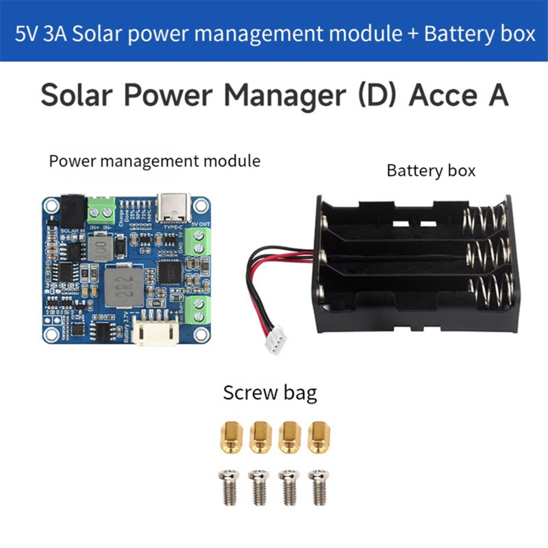 Moduł menadżera energii słonecznej + obudowa baterii MPPT obsługuje 6V-24V Panel słoneczny typ-C 5V/3A regulowany moduł wyjściowy