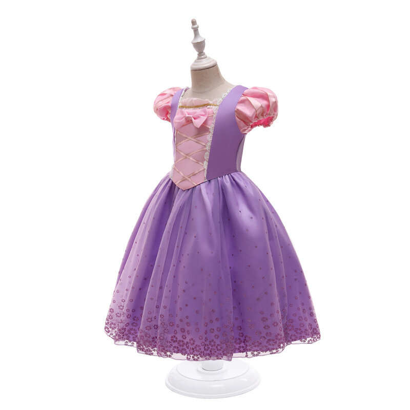 Vestido de Princesa Sofía con forro de algodón para niñas, traje de fiesta de tul Floral, Rapunzel, Sofía, navidad