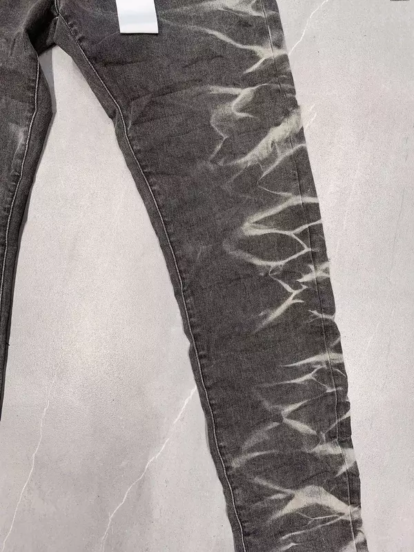 Jeans di marca ROCA viola di alta qualità 1:1 Top Street distressed Tie Dyed Fashion Top quality Repair pantaloni Skinny in Denim a vita bassa