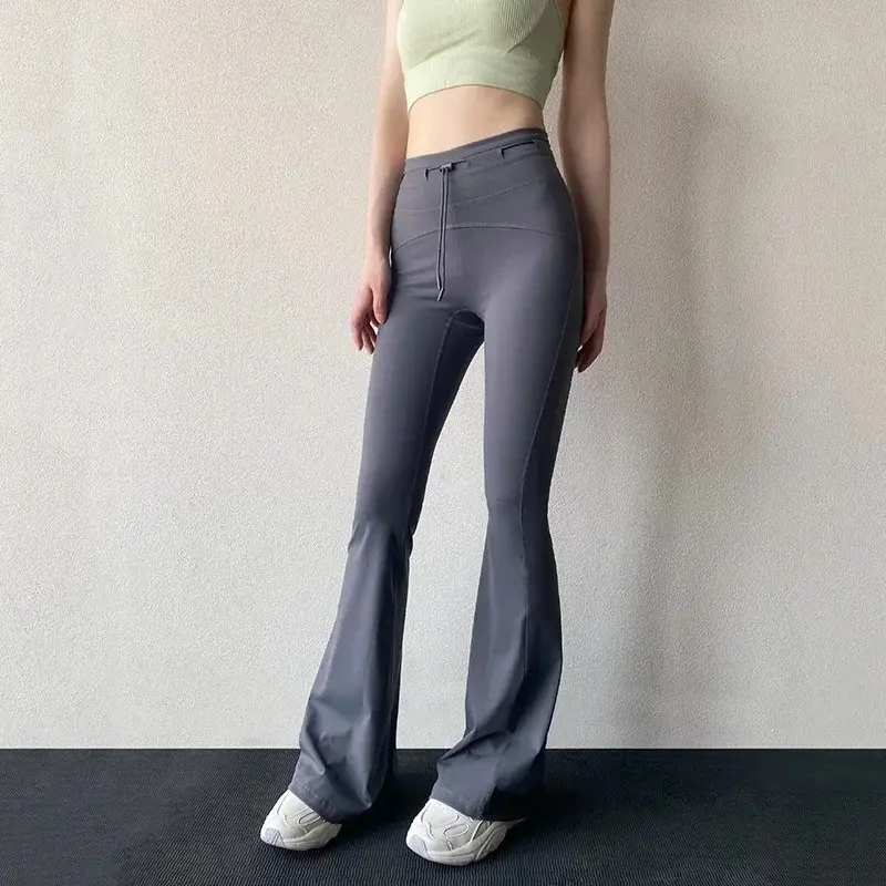Pantaloni da Yoga per donna con vita alta e contrazione addominale che indossano pantaloni svasati Fitness Slim e alti per il sollevamento dell'anca