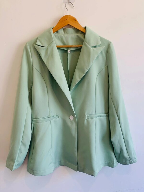2022 wiosna Blazer kobiety płaszcz luźna kurtka damska zielony Casual kobieta Blazers kobieta moda formalne eleganckie płaszcze biuro Lad