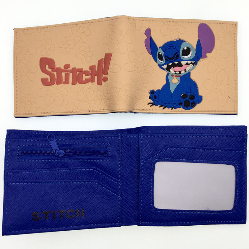 Портмоне в стиле аниме Disney Stitch R5082, повседневный мультяшный кошелек на молнии для мелочи, Сумочка для хранения карт, подарок унисекс