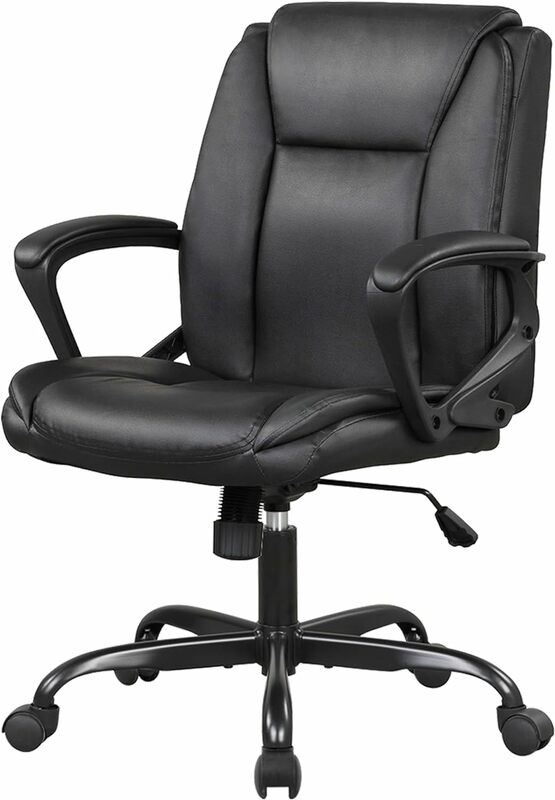 PU 가죽 작업 의자, 가정 사무실 의자, 허리 지지대 및 팔걸이, 조절 가능한 기능, 미드 백