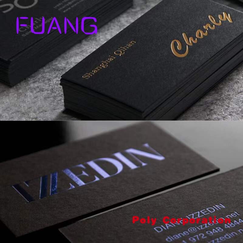 Custom Criar Próprio Nome Impressão UV Embossing Black Paper Cartões