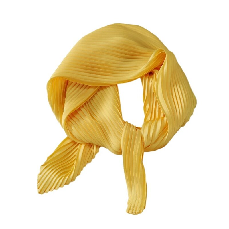 Silk Pleated Scarf Crinkled Hair Scarf Square Scarf Small Scarves Decorative Headscarf Satin Neckerchief Soft Neck Wear Bandana
