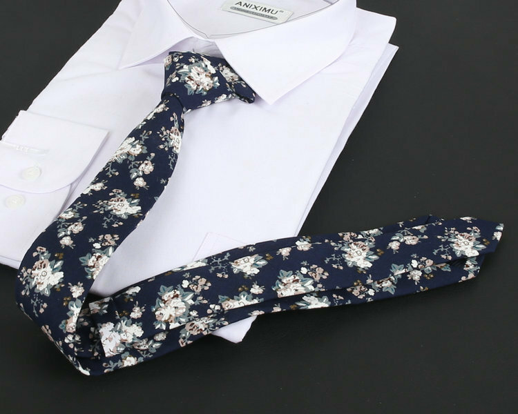 6cm Cotton Tie Flower Paisley Printed Floral Skinny Neck Ties Slim Tie for Wedding Party Tie for Men Printed Tie Floral Necktie