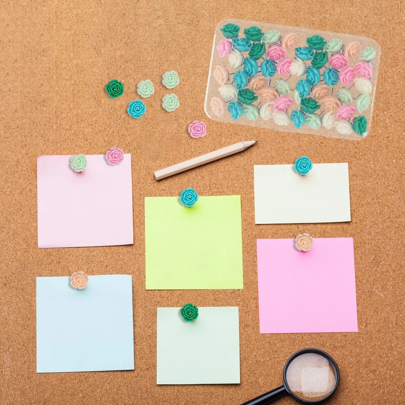 Flower Push Pins With Clips Pushpins Tacks Thumbtacks Creative Paper Clips With Pins For Cork Boards Notes Photos Wall