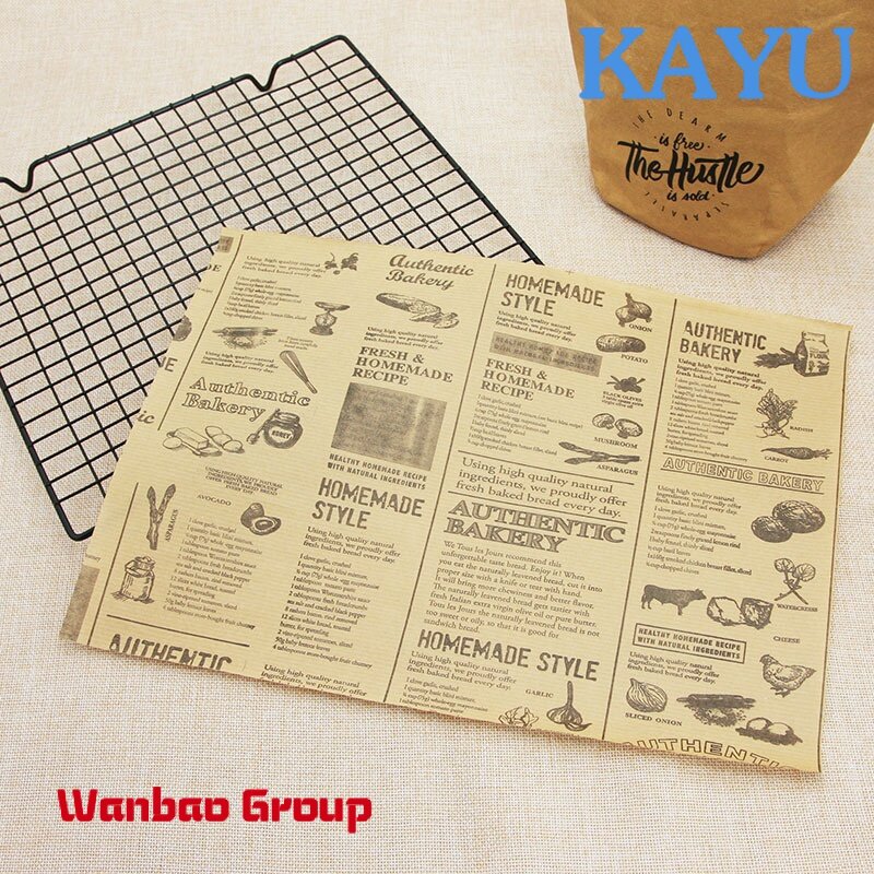 Custom  Food wrapping use greaseproof printed baking paper for fast restaurant