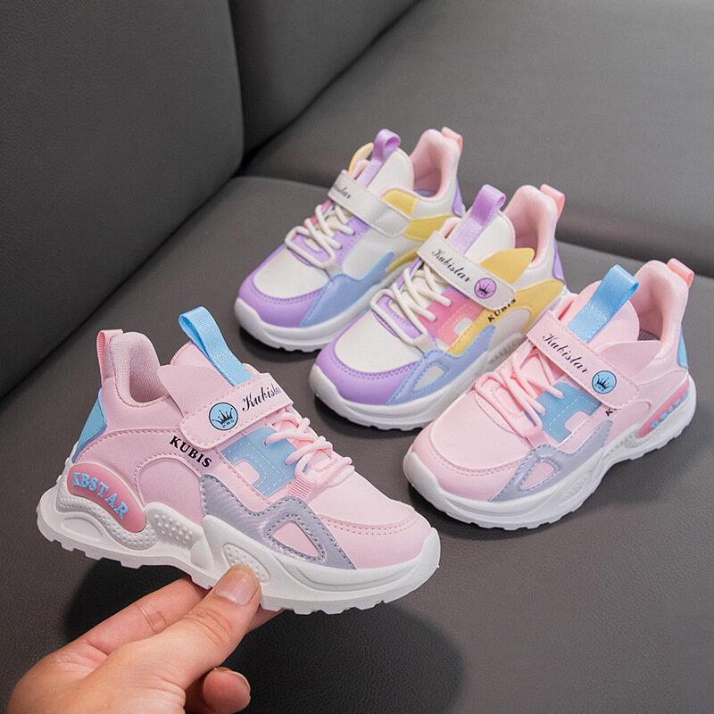 Детские весенние кроссовки для девочек, дышащая обувь для бега на открытом воздухе, женская мягкая розовая Нескользящая детская обувь для тенниса
