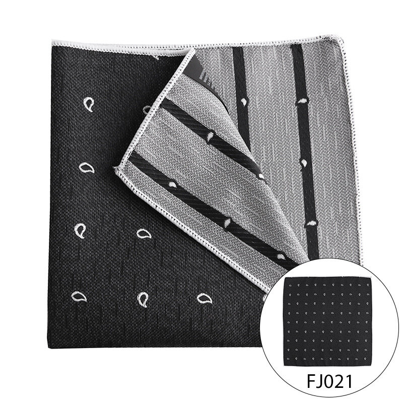 Mens Pocket Square Business Hanky Pocket accessori elegante fazzoletto nero Paisley Stripe Dot Fashion Design uomo Suit Hanky