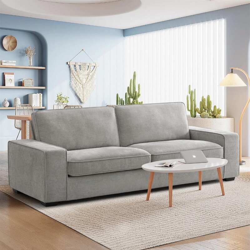 Sofa Couch, 88” Chenille Loveseat Comfy Couches for Living Room, Modern Deep Seat Sofa with Removable Back and Seat Cushions