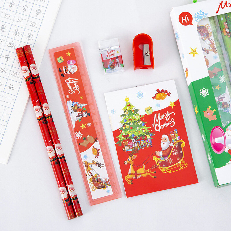 Женская линейка, ластик-карандаш, нож, набор для заметок, школьные принадлежности, подарки для студентов на Рождество