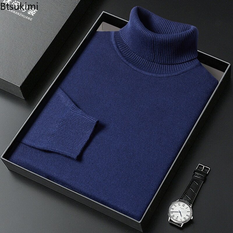 New Men's Winter Clothes Men Turtleneck Pullovers Fashion Casual Knited Sweaters for Men Solid Color Warm Sweaters Men's Jumper