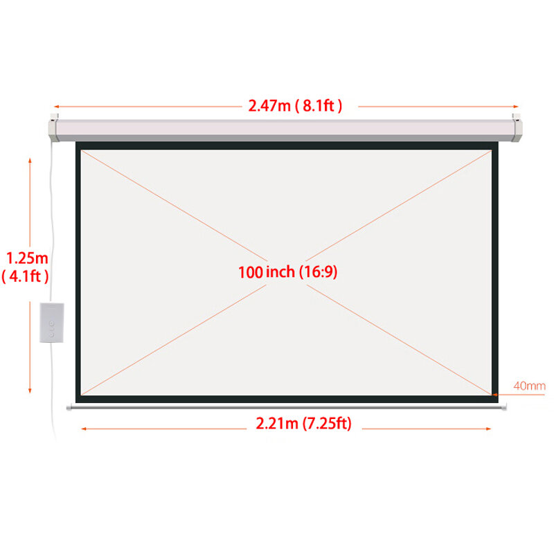 HD 100 Inch 16:9 Electric Screen For 3D LED DLP Laser Projector Motorized Projection Screens Curtain Wireless Remote Control