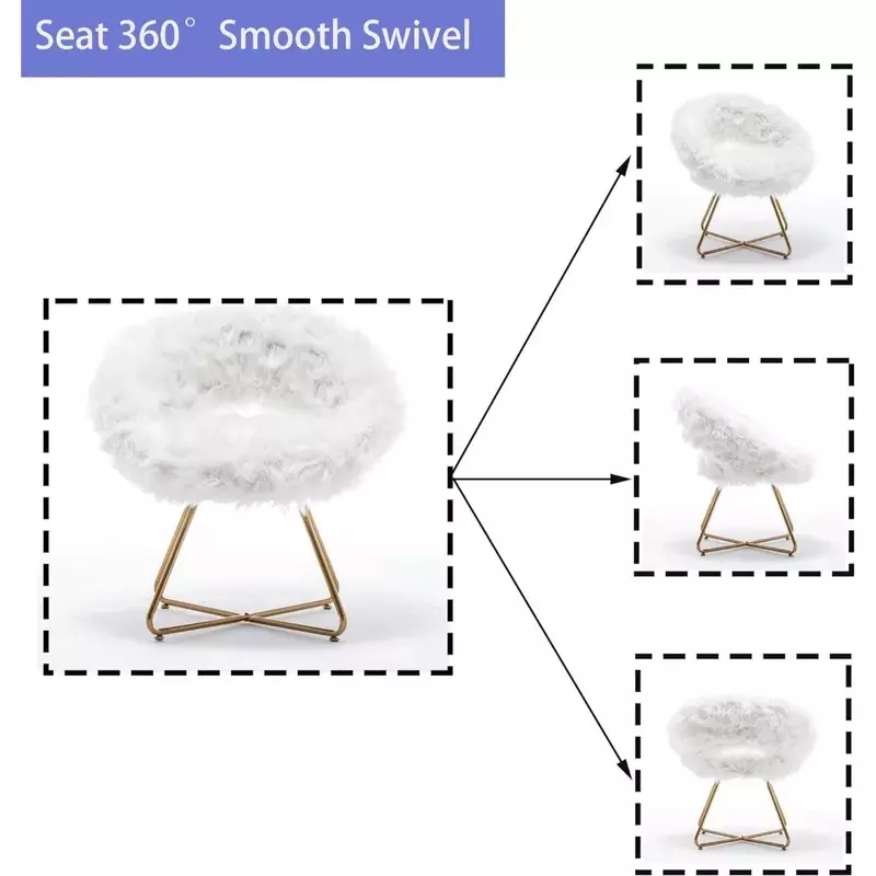 Вращающийся стул из искусственного меха, набор из 2 стульев для гостиной, стул для туалетного столика, современный мягкий удобный стул с тарелкой, диван, стул для отдыха