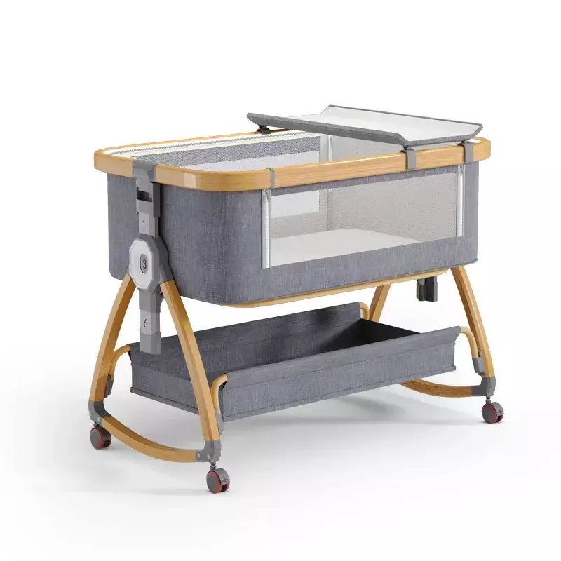 Cama de aleación de aluminio para bebé, cuna portátil móvil, plegable, multifunción, empalmada para recién nacido