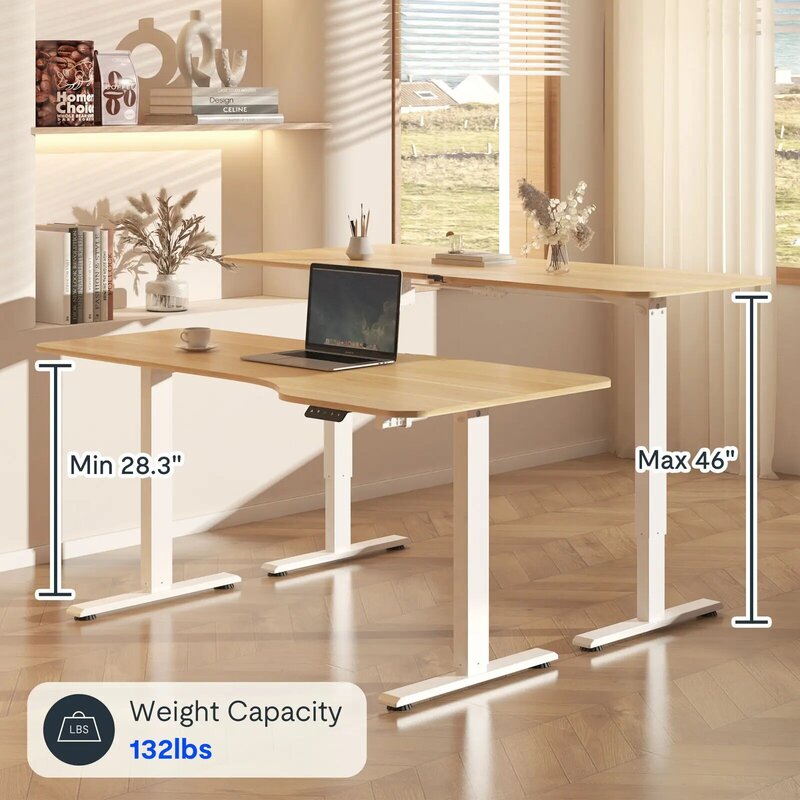 Meja berdiri listrik rumah kantor, tinggi meja komputer dapat disesuaikan 43 inci/