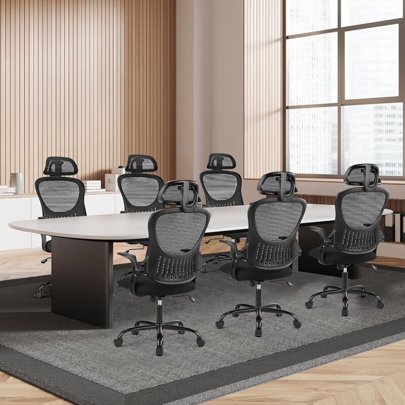 Ergonomic Office Chair, High-Back Mesh Computer Desk Chair with Wheels, Adjustable Headrest and Flip-Up Arms,Chairs