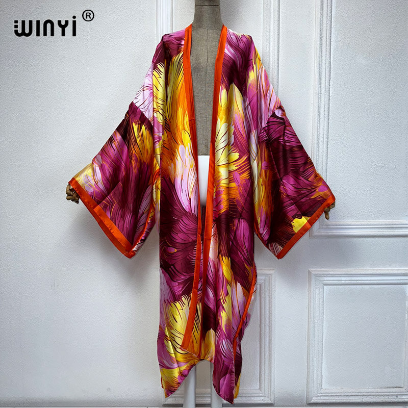 WINYI-Vestido de quimono africano para mulheres, moda praia, vestido maxi, Bloggers recomendados, Cardigans, roupas de praia, luxo Abaya, Dubai, verão
