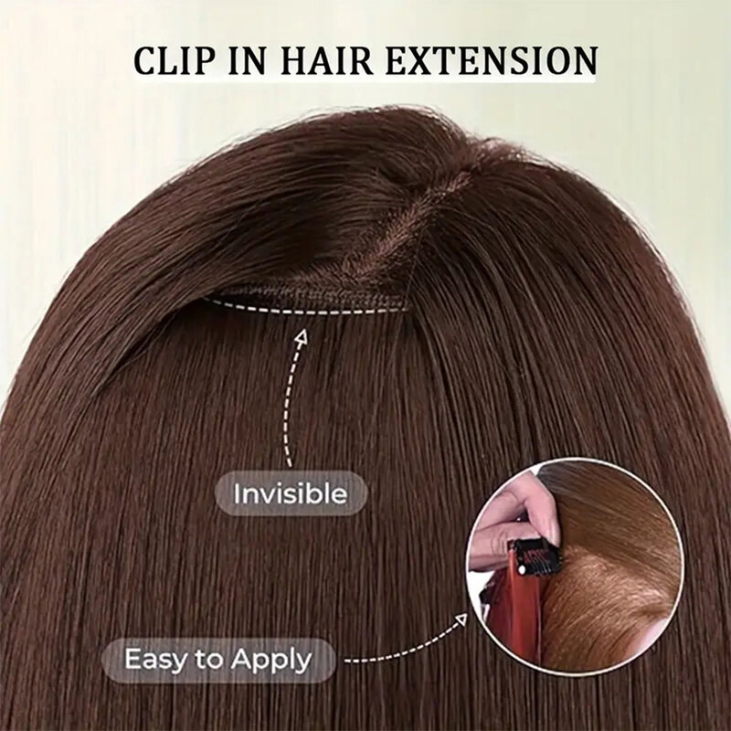 Clipe sintético em extensões de cabelo, 22 "hairpiece, onda do corpo, 22 clipes, ins sem costura, fibra resistente ao calor invisível, 180g, 12pcs conjunto